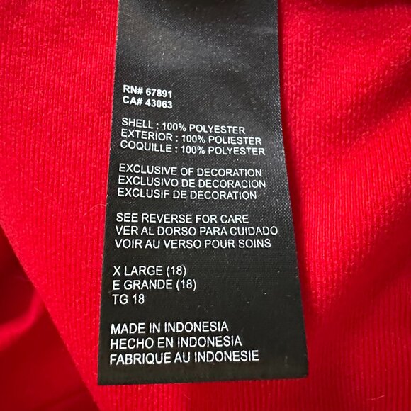 Adidas Athletic Track Jacket Boy’s XL 18 Full Zip Red Black 3 Stripes Mock Neck - Picture 8 of 10